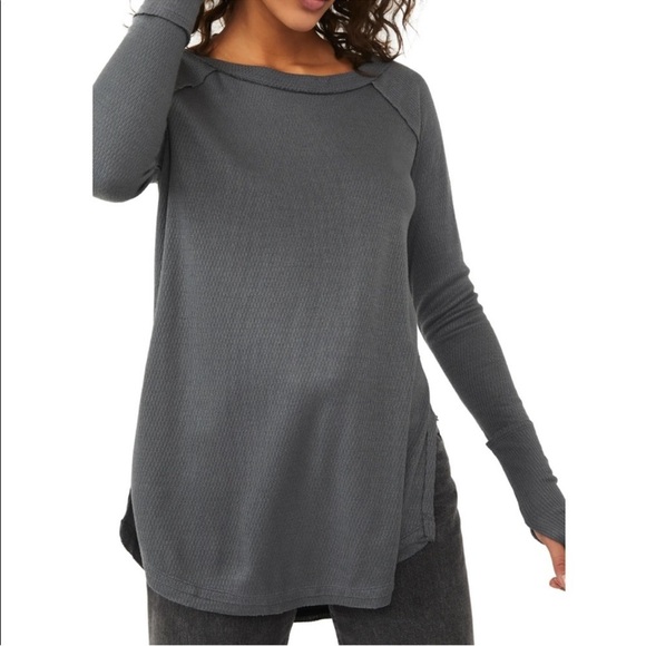 Free People Tops - Free People We The Free Snowy Thermal Long Sleeve Grey Women’s Size Medium